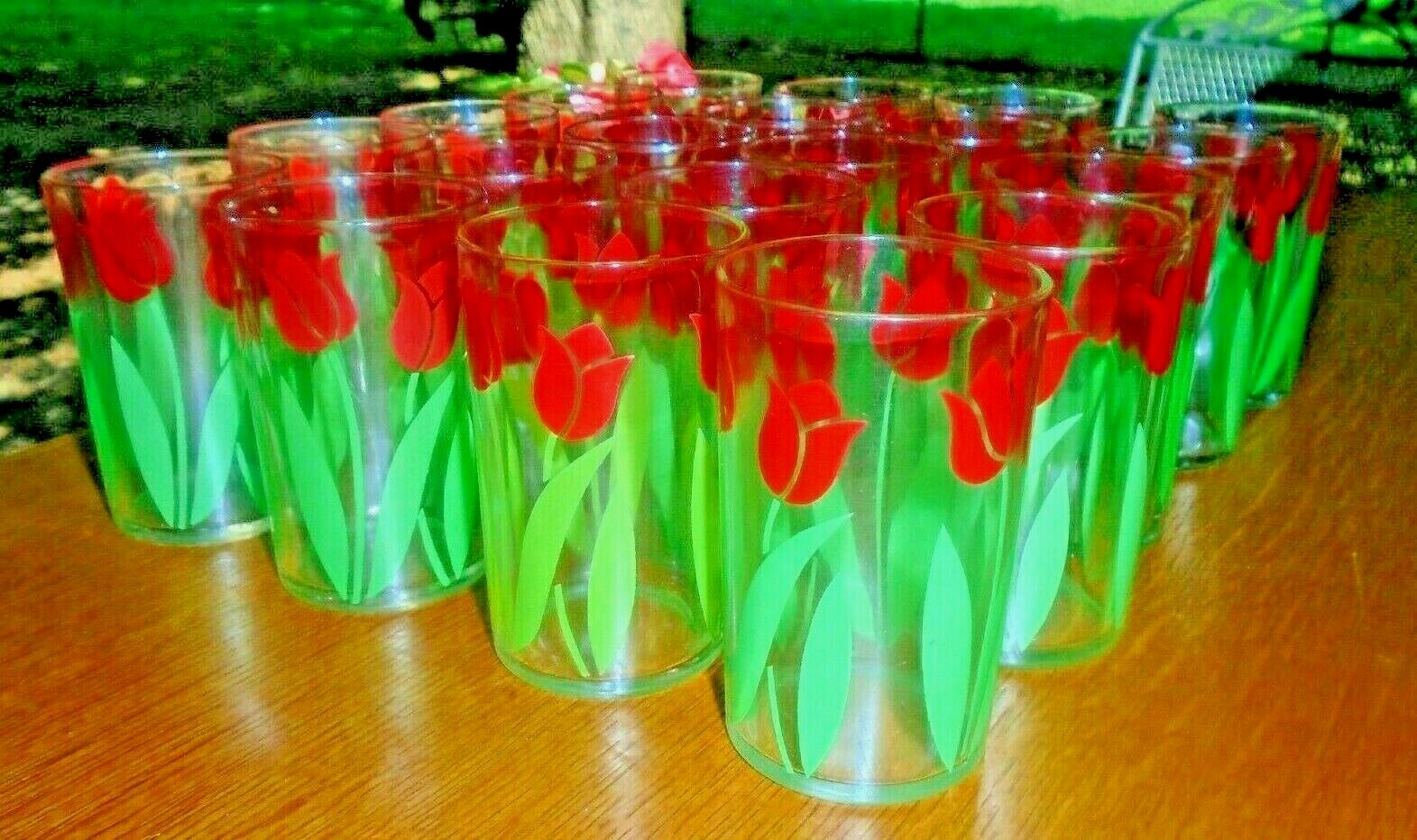 Swanky Swig Juice Glasses Red Tulip 3 1/2" Tall Set Of 20 1930s Depression Era