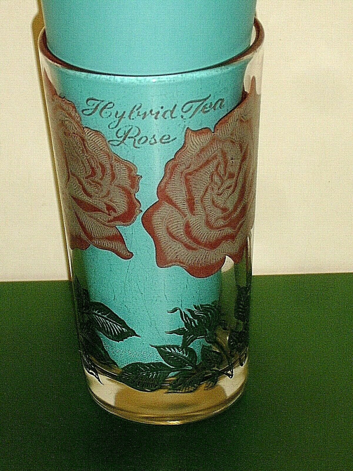 Vintage Boscul Hybrid Tea Rose Peanut Butter Glass Pink Lettering Frosted Roses