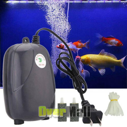 300 Gallon Adjustable Silent Air Pump Large Aquarium Fish Tank 2 Outlet