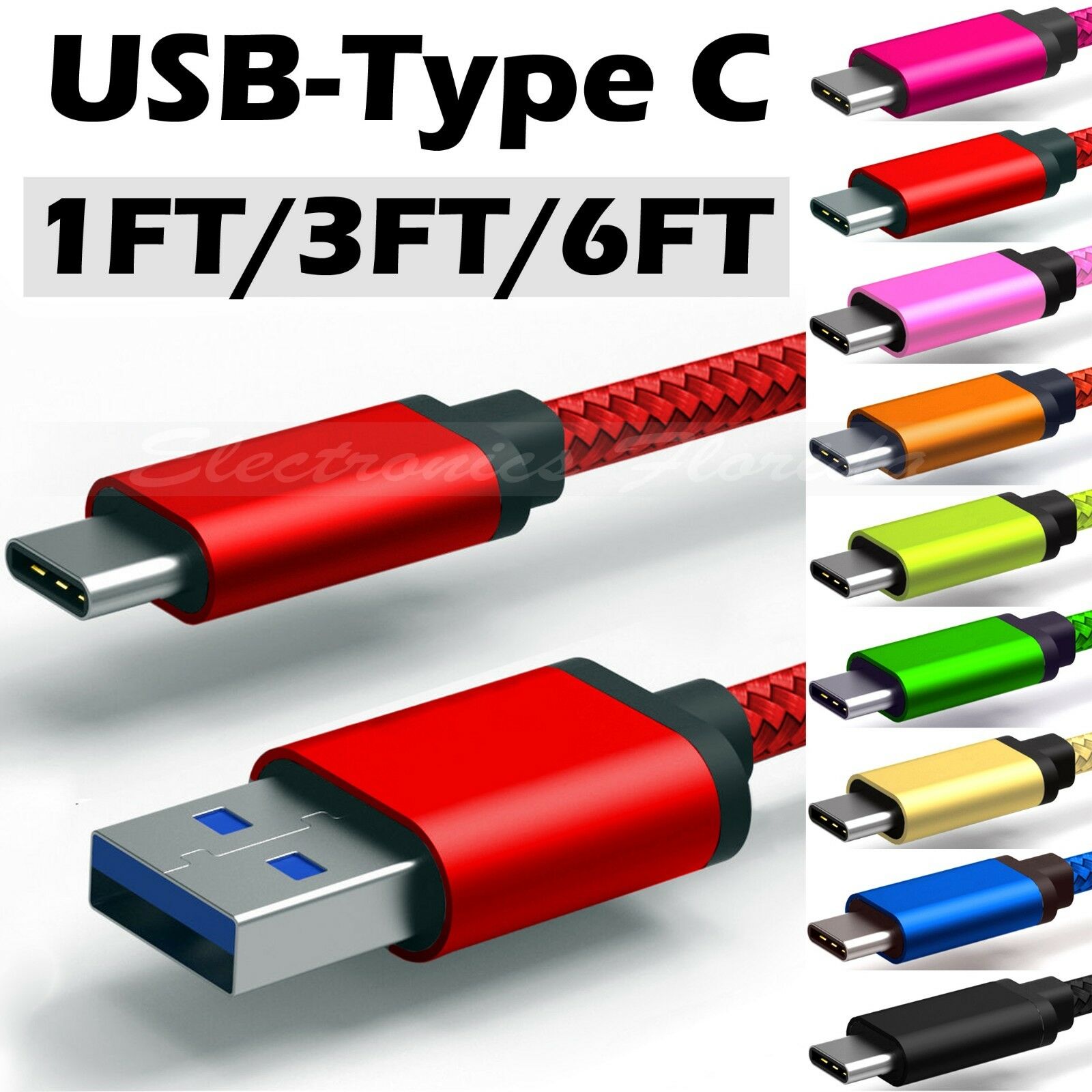 ✔ Nylon Braided Rope Usb-c Type C Data Sync Charger Charging Cable Cord - Lot