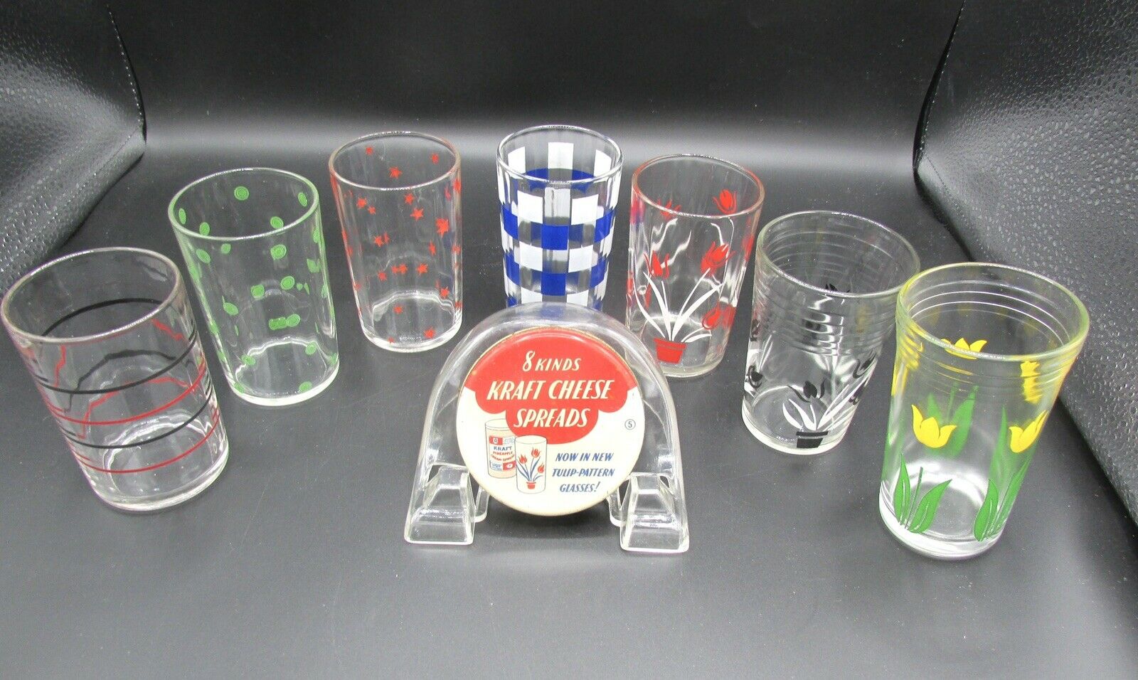Rare Sample Pack Depression Swanky Swigs Kraft Cheese Glasses 1933-1939 (8)